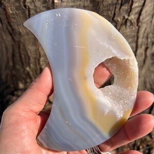 Agate (2) moon with stand | crystal